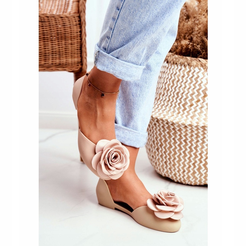 LU BOO Ballerines Caoutchouc Fleurs Meliski Beige Esther 1 LU BOO Ballerines Caoutchouc Fleurs Meliski Beige Esther 1