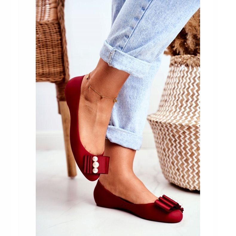 LU BOO Ballerines Caoutchouc Meliski Bows Rouge Joleen 1