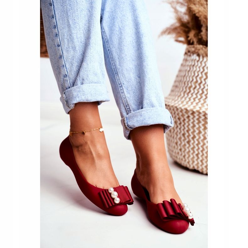 LU BOO Ballerines Caoutchouc Meliski Bows Rouge Joleen 2