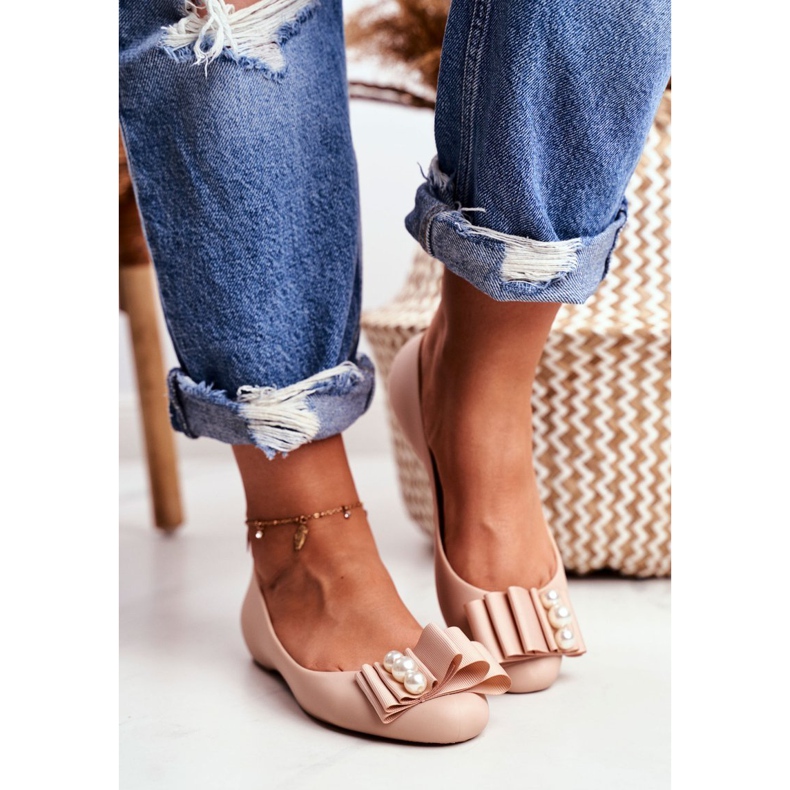 LU BOO Ballerines Caoutchouc Meliski Bows Beige Joleen 1