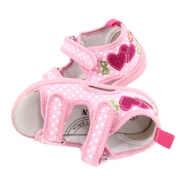 American Club Chaussures enfants pantoufles sandales coeurs américain TEN20 blanche rose 3