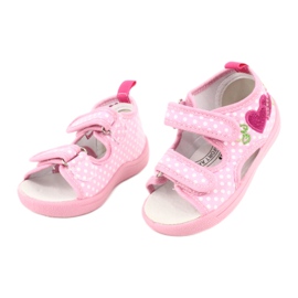 American Club Chaussures enfants pantoufles sandales coeurs américain TEN20 blanche rose 1