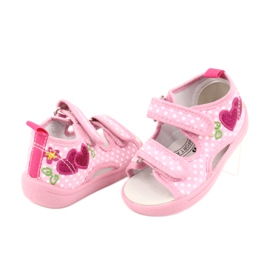 American Club Chaussures enfants pantoufles sandales coeurs américain TEN20 blanc rose 2