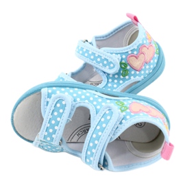 American Club Chaussures enfants pantoufles sandales coeurs américain TEN20 blanc bleu rose 4