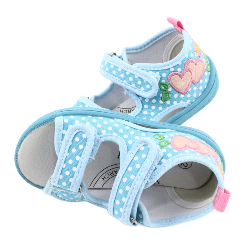 American Club Chaussures enfants pantoufles sandales coeurs américain TEN20 blanc bleu rose 4