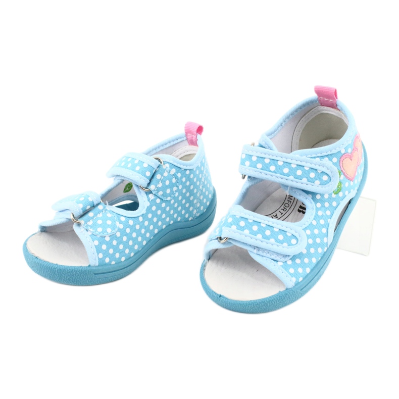 American Club Chaussures enfants pantoufles sandales coeurs américain TEN20 blanche bleu rose 2