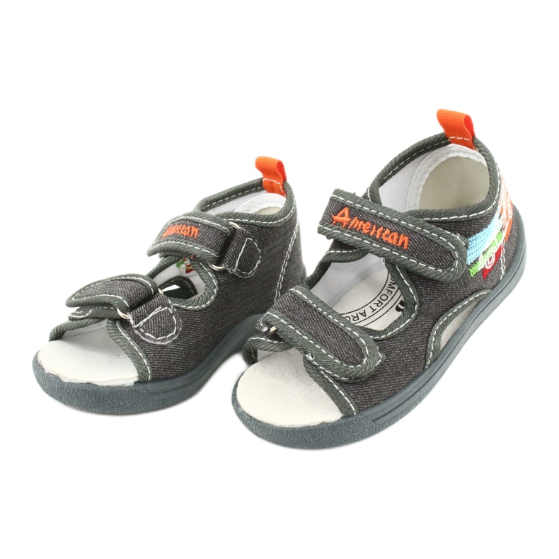 American Club Sandales américaines, chaussures pour enfants, empiècement cuir TEN46, gris 2 American Club Sandales américaines, chaussures pour enfants, empiècement cuir TEN46, gris 2