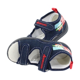 American Club Sandales américaines chaussures pour enfants semelle intérieure en cuir TEN46 rouge bleu marin 4