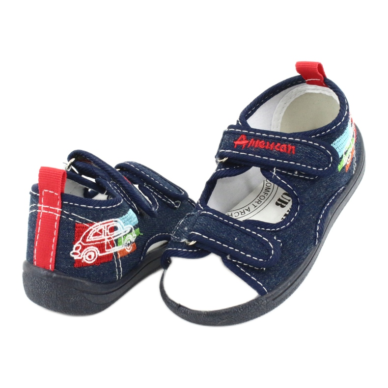 American Club Sandales américaines chaussures pour enfants semelle intérieure en cuir TEN46 rouge bleu marine 3