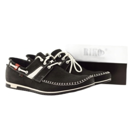 Riko chaussures de sport pour hommes 625 cuir blanche le noir 4