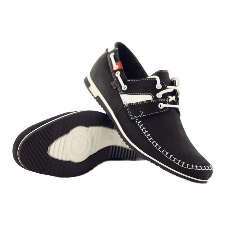 Riko chaussures de sport pour hommes 625 cuir blanc noir 3
