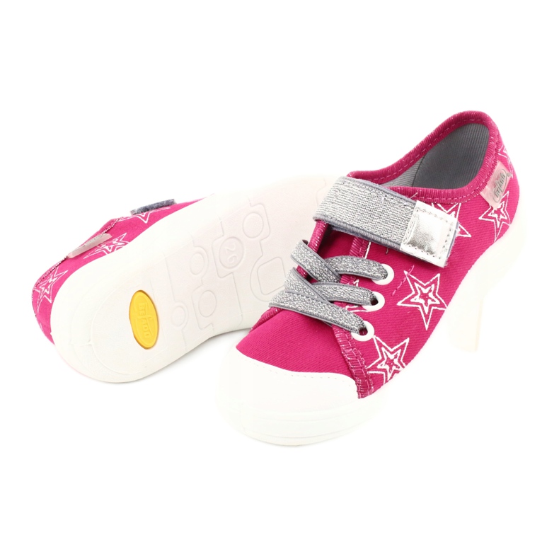 Chaussons baskets filles avec étoiles Befado 251X096 rose argent 4
