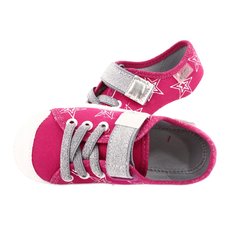 Chaussons baskets filles avec étoiles Befado 251X096 rose argent 5