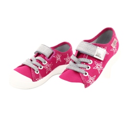 Chaussons baskets filles avec étoiles Befado 251X096 rose argent 3