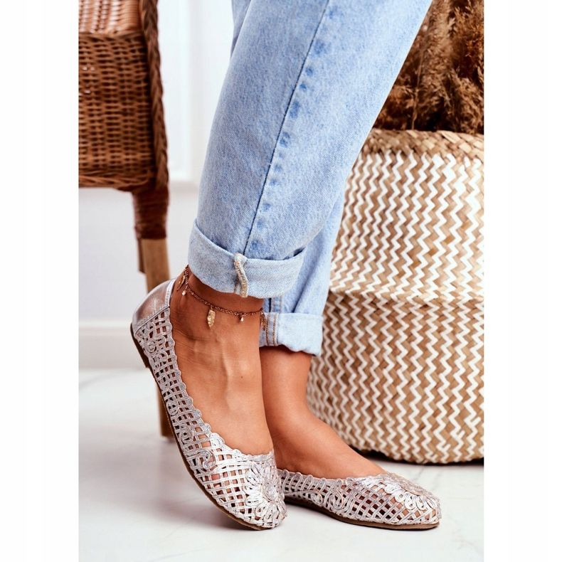 Lu Boo Ballerines Femme Argent Ajouré Tressé Carry gris 1