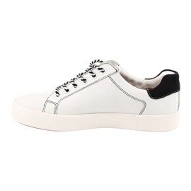 Caprice Sneakers en cuir blanc / bleu marine pour femmes à égalité 23203 blanche 3
