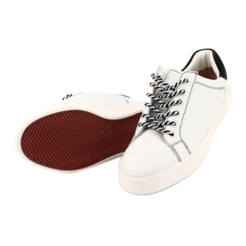 Caprice Sneakers en cuir blanc / bleu marine pour femmes à égalité 23203 blanche 4