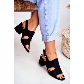 BUGO Sandales à Talon Femme Ajourées Noir Valery 1