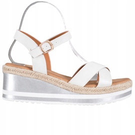 Weide Compensées blanches avec cuir écologique 5