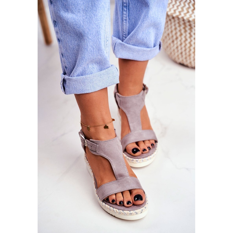 BUGO Sandales Femme Sur Compensée Gris Rosa 1 BUGO Sandales Femme Sur Compensée Gris Rosa 1