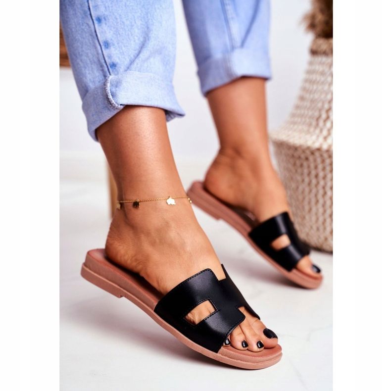 BUGO Pantoufles Theodora Classiques Géométriques Noires Pour Femmes le noir 1