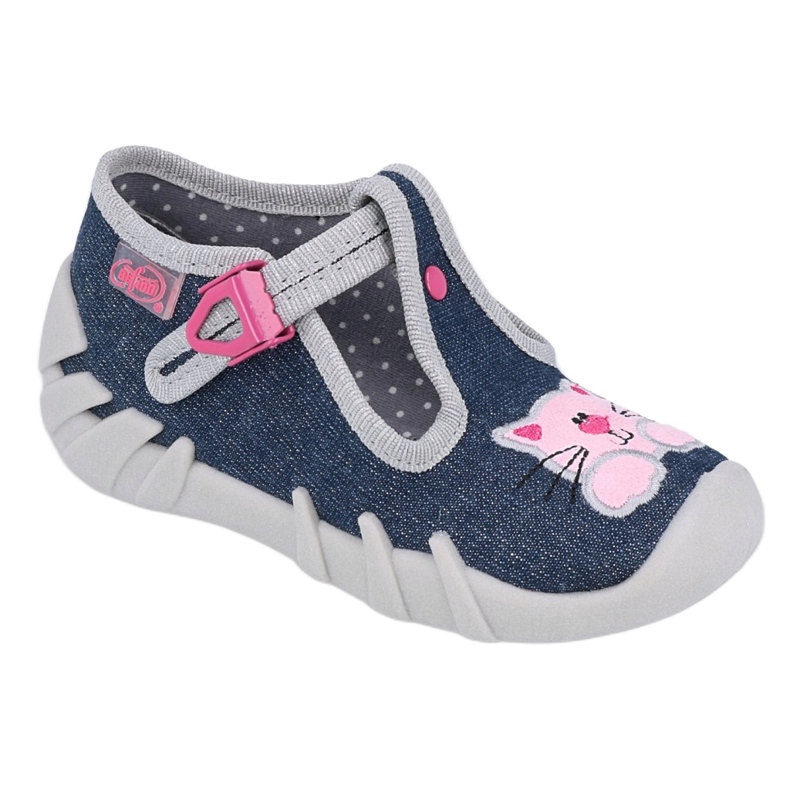 Chaussures enfant Befado 110P378 bleu marine rose gris 1