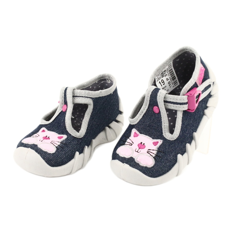 Chaussures enfant Befado 110P378 bleu marin rose gris 3