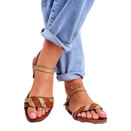 S.Barski Sandales pour femmes Flat Brown Summer Vibes brun doré 4