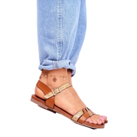 S.Barski Sandales pour femmes Flat Brown Summer Vibes brun doré 3