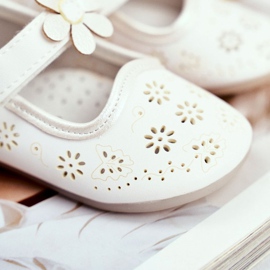 Apawwa Ballerines pour enfants sur Velcro Kwiatuszek White Flored blanc 2
