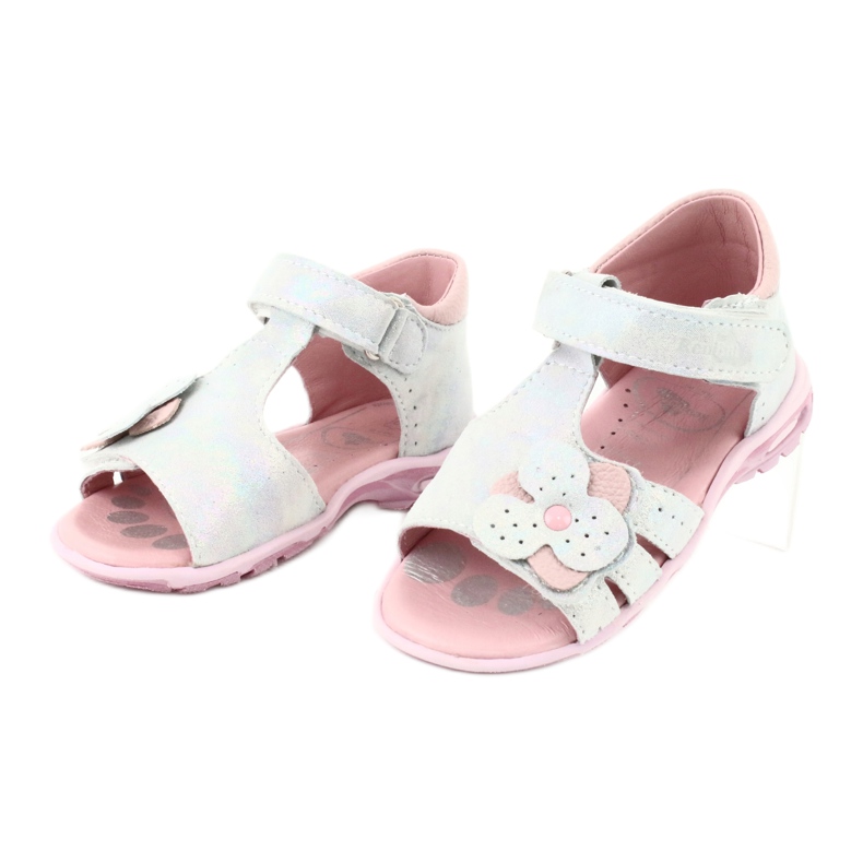Sandales brillantes avec Velcro Ren But 1406 blanc bleu gris rose 2