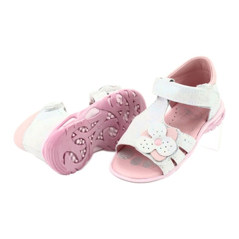 Sandales brillantes avec Velcro Ren But 1406 blanc bleu gris rose 3
