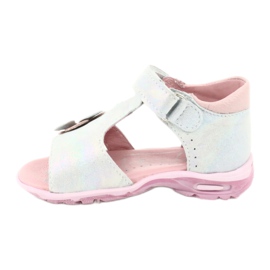 Sandales brillantes avec Velcro Ren But 1406 blanche bleu gris rose 1