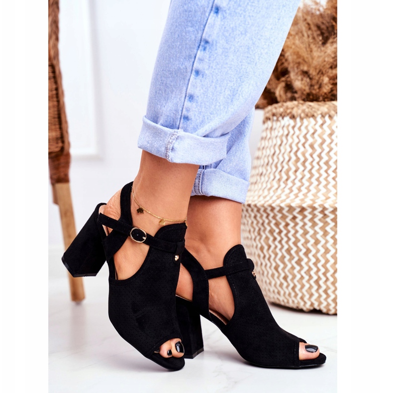 BUGO Sandales À Talon Ajouré Femme Noir Kira 2