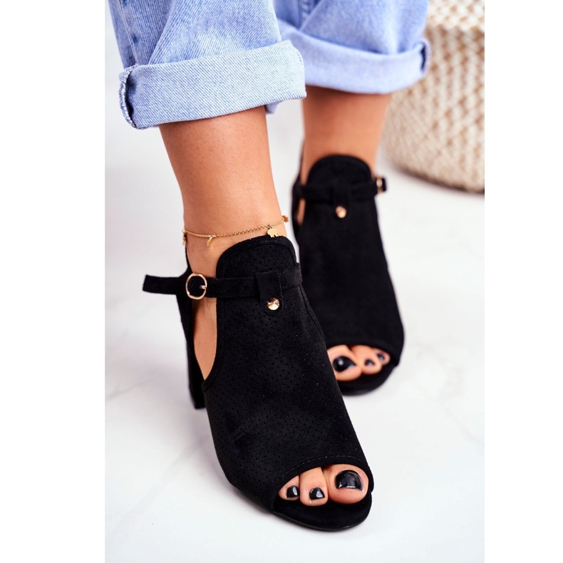 BUGO Sandales À Talon Ajouré Femme Noir Kira 1