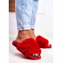 PB2 Chaussons Femme Avec Fourrure Rouge Sensible 1