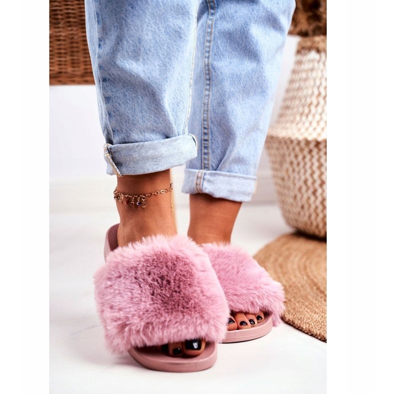 PB2 Chaussons Femme Avec Fourrure Rose Sensible 1