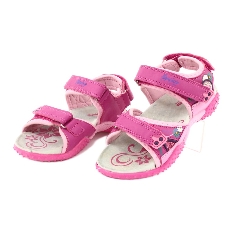 American Club Sandales fille avec empiècement cuir American 1232 pink violet rose 1 American Club Sandales fille avec empiècement cuir American 1232 pink violet rose 1