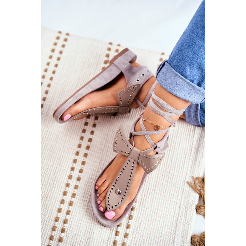 Sandales nouées grises Lu Boo pour femmes Japanese Mara 3 Sandales nouées grises Lu Boo pour femmes Japanese Mara 3