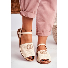 Sandales plates pour femmes beiges Lu Boo Tressé Felicia 2 Sandales plates pour femmes beiges Lu Boo Tressé Felicia 2