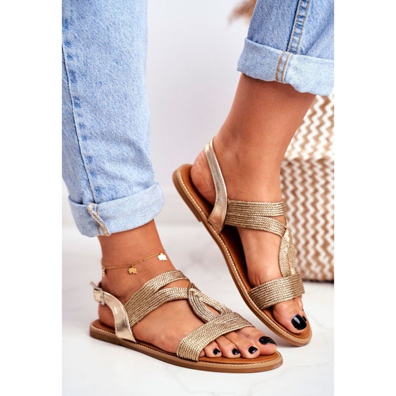 BUGO Sandales Plates Femme Doré Rachel d'or 2