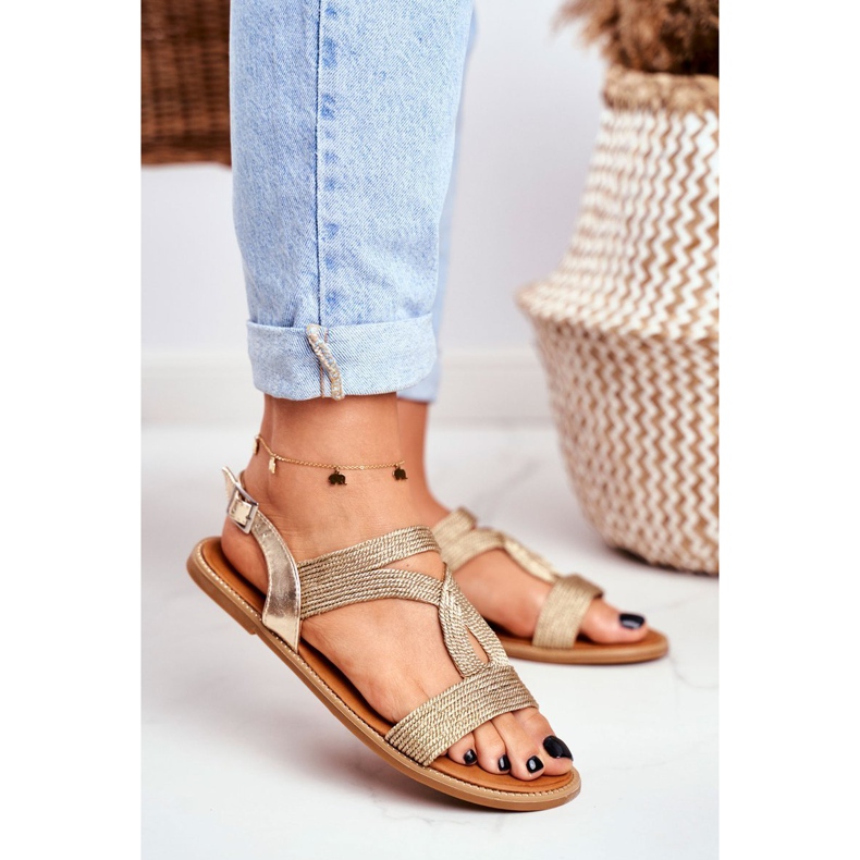 BUGO Sandales Plates Femme Doré Rachel 1