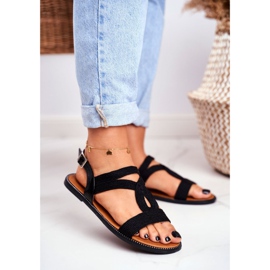 BUGO Sandales Plates Femme Noir Rachel 1