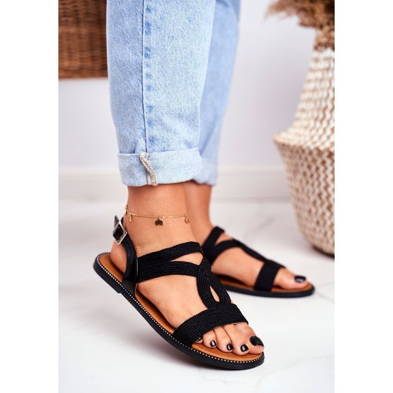 BUGO Sandales Plates Femme Noir Rachel 1