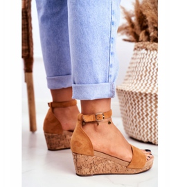 PS1 Sandales compensées pour femmes Camel MarryMe brun 5