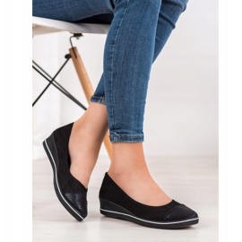 SHELOVET Ballerine Noire Sur Compensée le noir 1