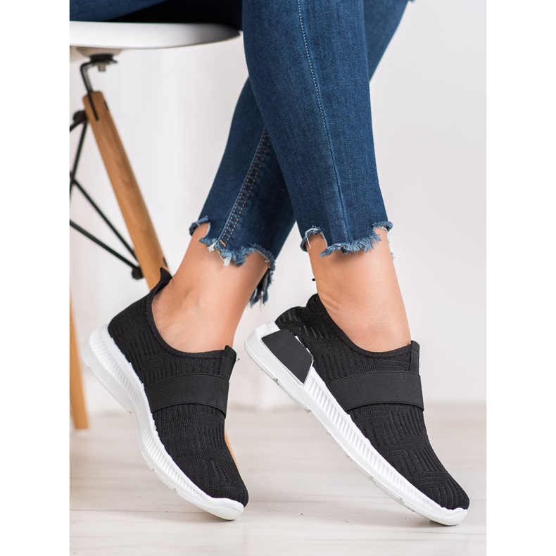 SHELOVET Chaussures de sport à enfiler le noir 1