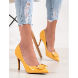Fama Escarpins à boucle décorative jaune 2