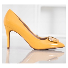 Fama Escarpins à boucle décorative jaune 4