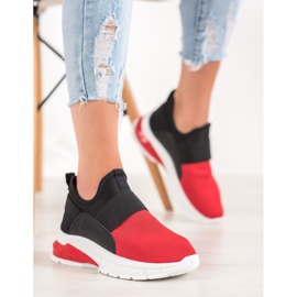 SHELOVET Baskets de sport à enfiler le noir rouge 2